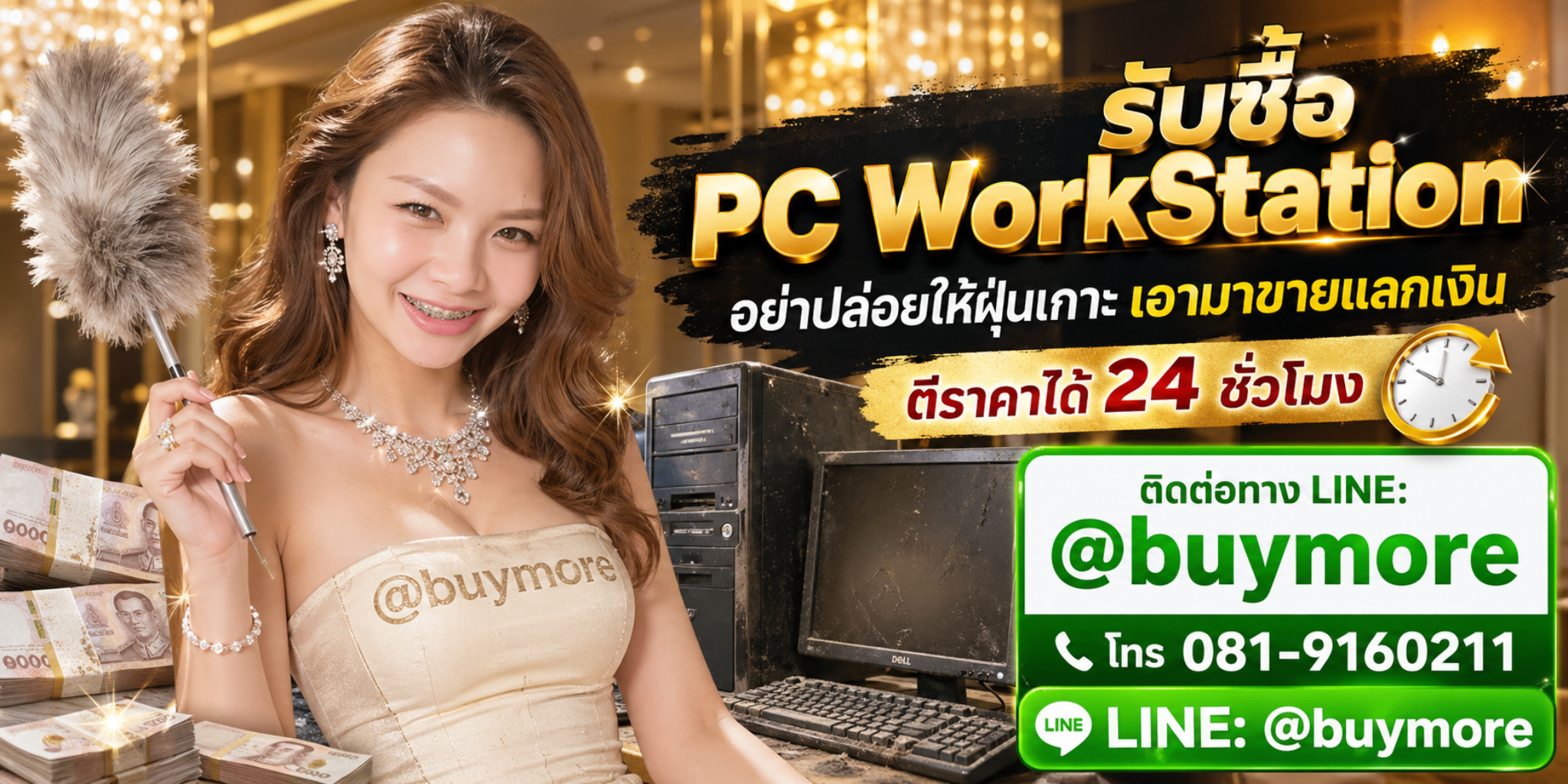 รับซื้อคอมพิวเตอร์เวิร์คสเตชั่น โทร 081-9160211 LINE @buymore