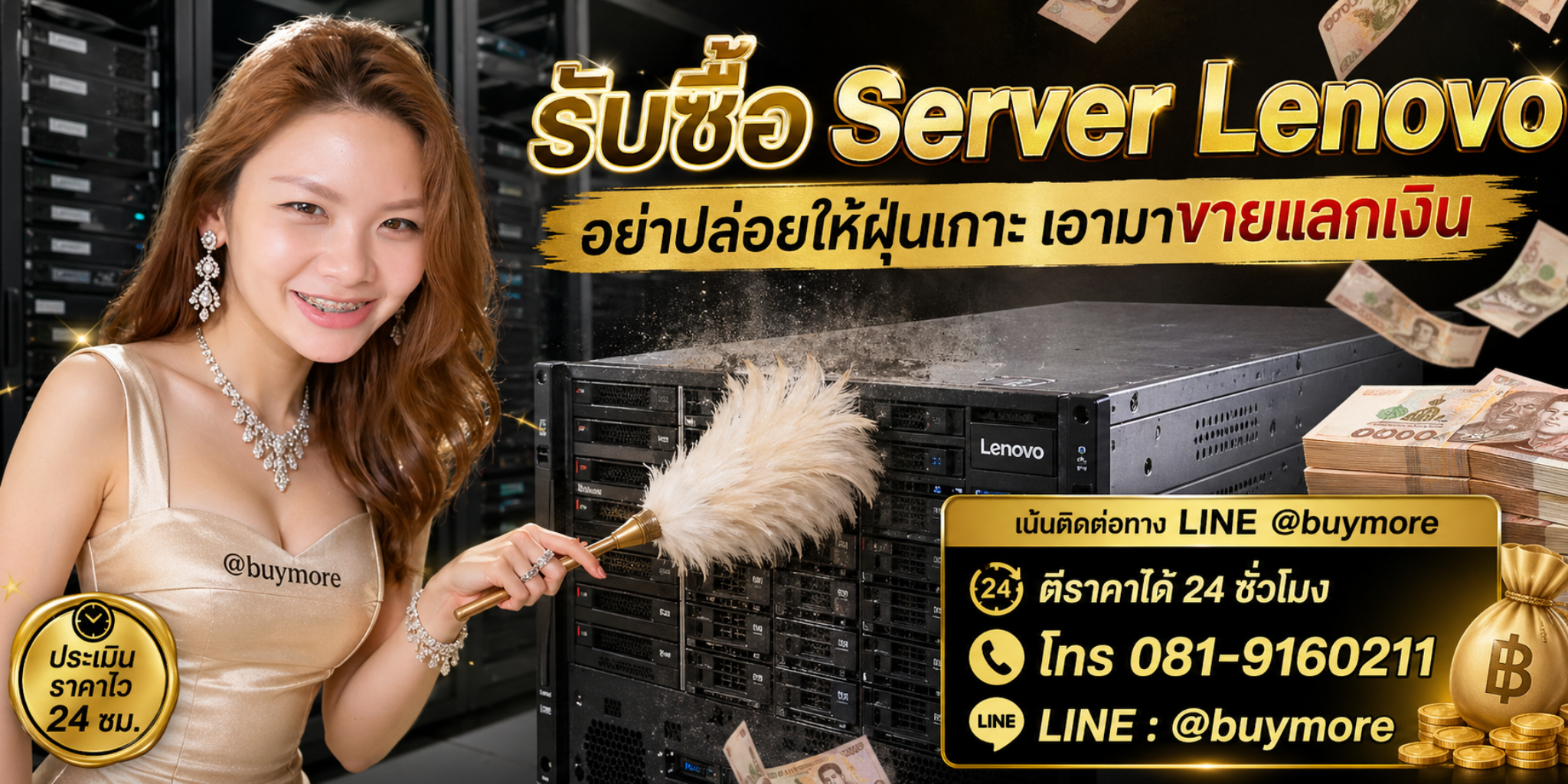 รับซื้อเซิร์ฟเวอร์เลอโนโว โทร 091-9160211 LINE @buymore