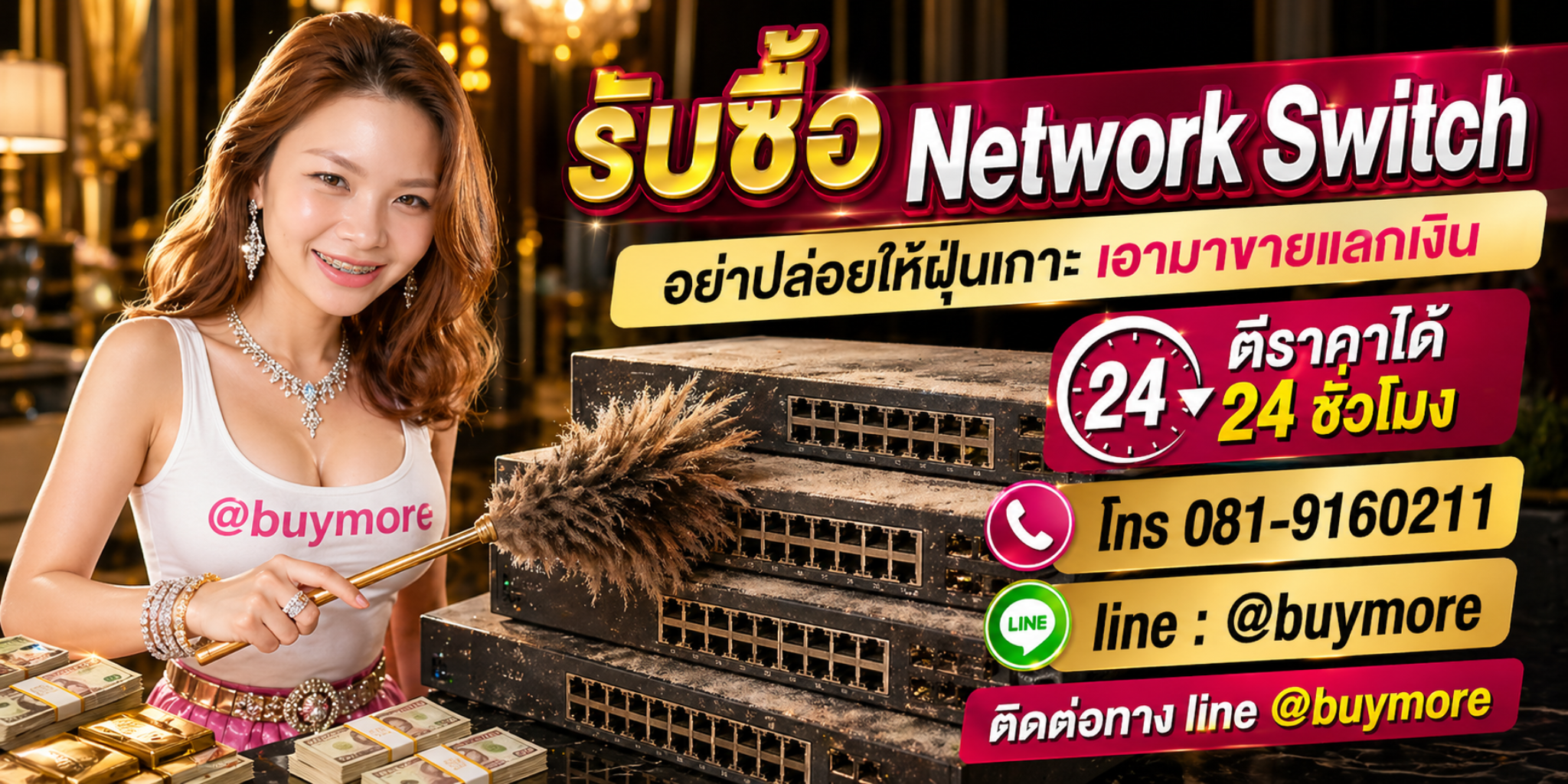 รับซื้อ Switch Hub โทร 091-9160211 LINE @buymore