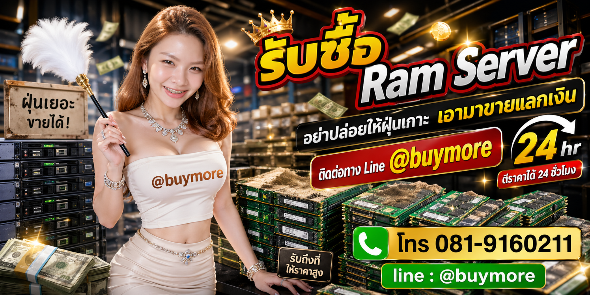 รับซื้อแรมเซิร์ฟเวอร์ โทร 081-9160211 LINE @buymore